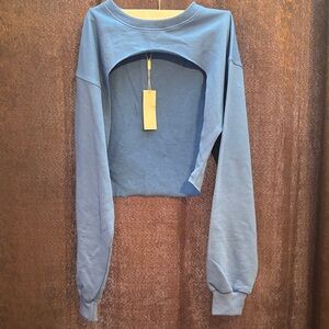 Chic Blue Cutout Sweatshirt for Women